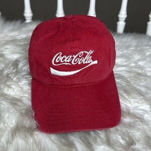 Coca-Cola Crimson Red Baseball Cap White Logo Cotton Sporty Cute EUC